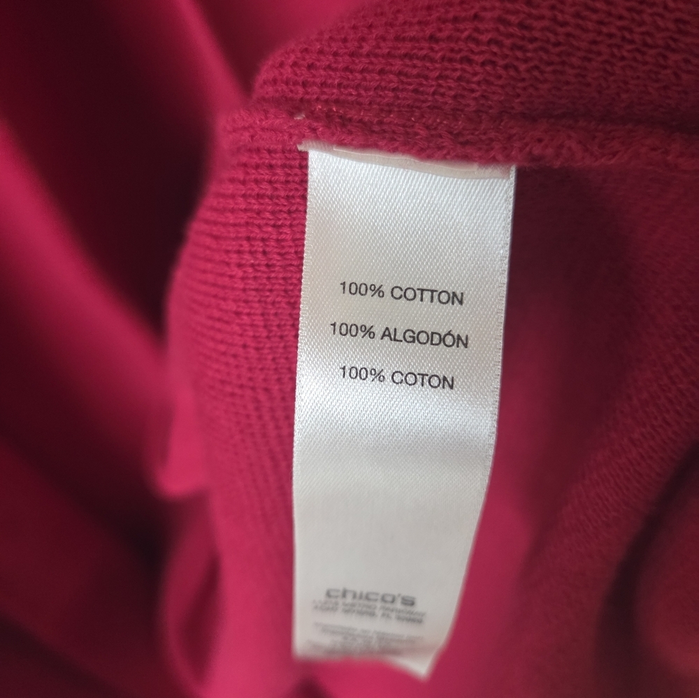 Chico's Long Open-Front Cardigan in Raspberry - Picture 4 of 5